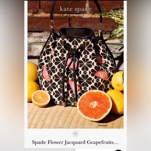 NWT Kate Spade ♠️ Jacquard Flower Grapefruit Sinch Bucket Bag